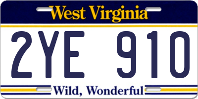 WV license plate 2YE910