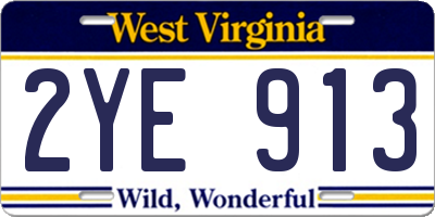 WV license plate 2YE913
