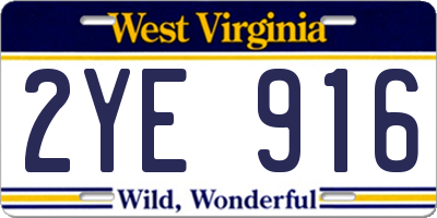 WV license plate 2YE916