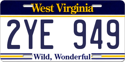 WV license plate 2YE949