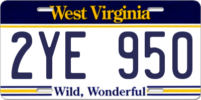 WV license plate 2YE950