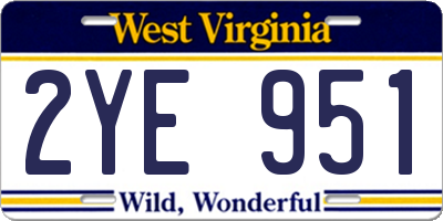 WV license plate 2YE951