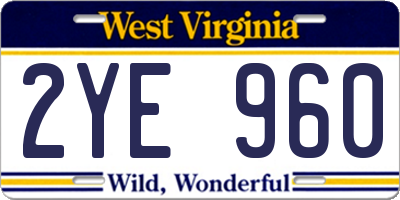 WV license plate 2YE960