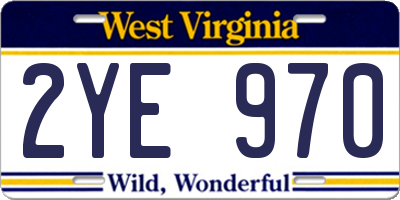 WV license plate 2YE970