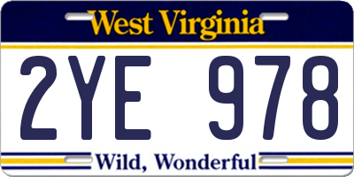 WV license plate 2YE978