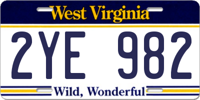 WV license plate 2YE982