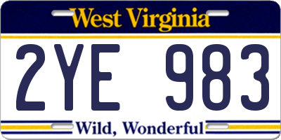 WV license plate 2YE983