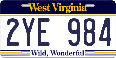 WV license plate 2YE984