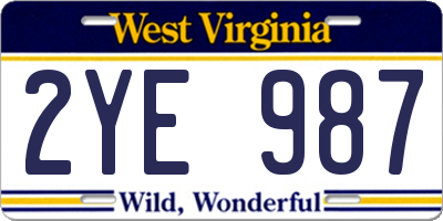 WV license plate 2YE987