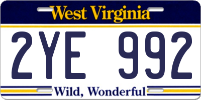 WV license plate 2YE992