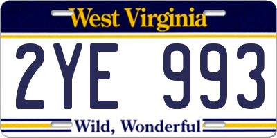 WV license plate 2YE993