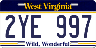 WV license plate 2YE997