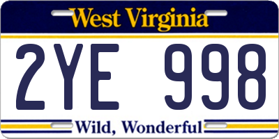 WV license plate 2YE998