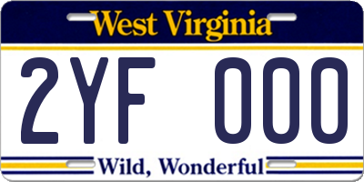 WV license plate 2YF000