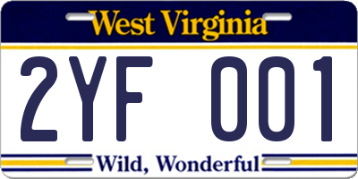 WV license plate 2YF001