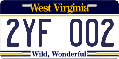WV license plate 2YF002