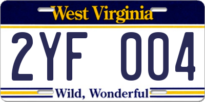WV license plate 2YF004