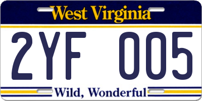 WV license plate 2YF005
