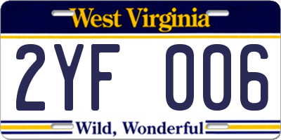 WV license plate 2YF006