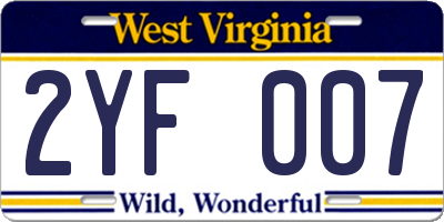 WV license plate 2YF007