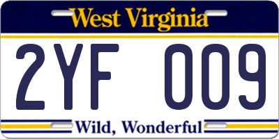 WV license plate 2YF009