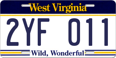 WV license plate 2YF011