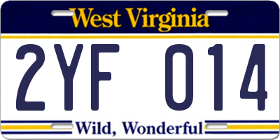 WV license plate 2YF014