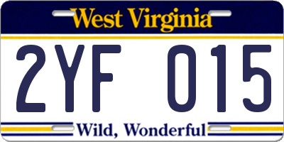 WV license plate 2YF015