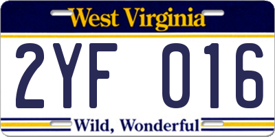 WV license plate 2YF016