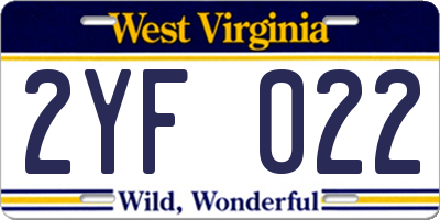 WV license plate 2YF022