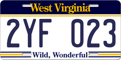 WV license plate 2YF023