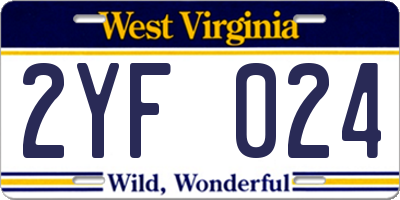 WV license plate 2YF024
