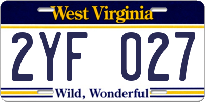 WV license plate 2YF027