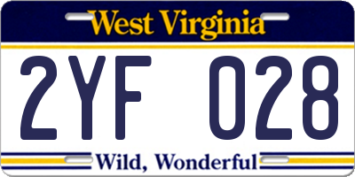 WV license plate 2YF028