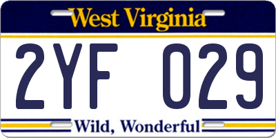 WV license plate 2YF029