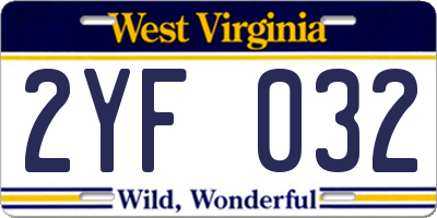 WV license plate 2YF032