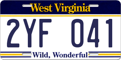 WV license plate 2YF041