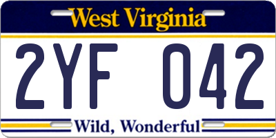 WV license plate 2YF042