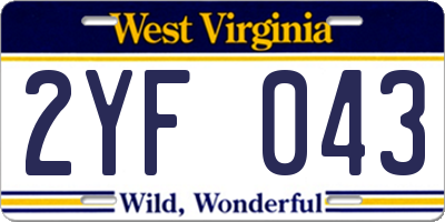 WV license plate 2YF043