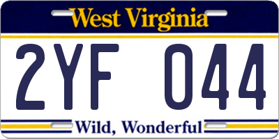 WV license plate 2YF044