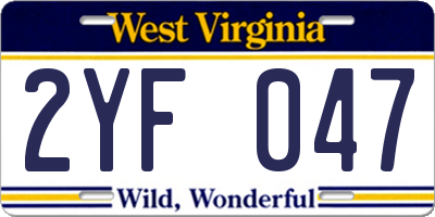 WV license plate 2YF047