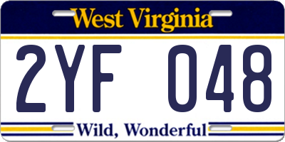 WV license plate 2YF048