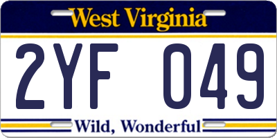 WV license plate 2YF049