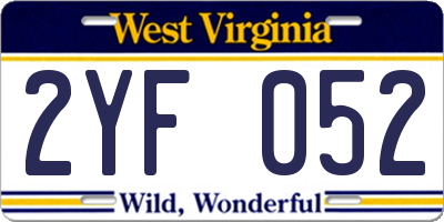 WV license plate 2YF052