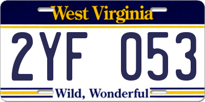 WV license plate 2YF053
