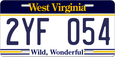 WV license plate 2YF054