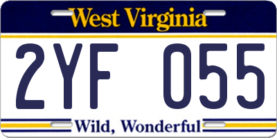 WV license plate 2YF055