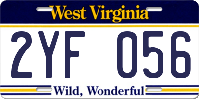 WV license plate 2YF056
