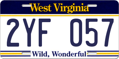 WV license plate 2YF057
