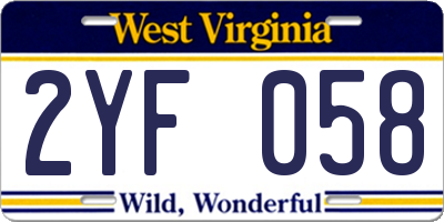 WV license plate 2YF058